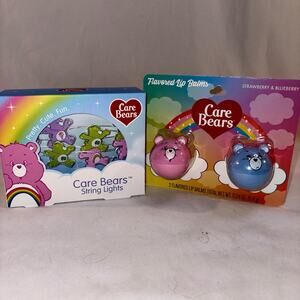 Care Bears Bundle: Lip Balm Set of 2 Flavored AND String Lights NEW